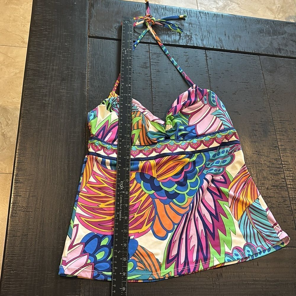 Trina Turk Paradise Plume Tankini Colorful Halter Top Size 6 - Picture 10 of 10